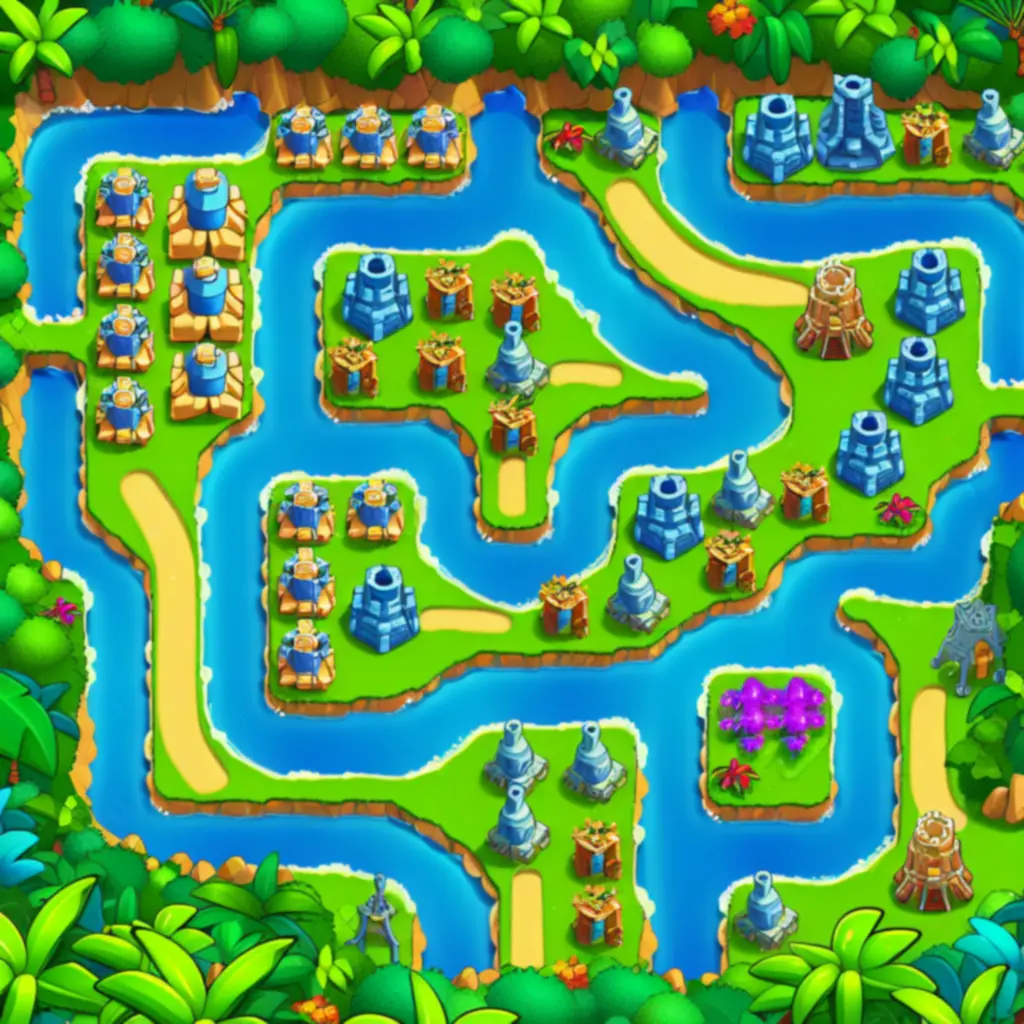 Animowane kolorowe baloniki z gry Bloons Tower Defense